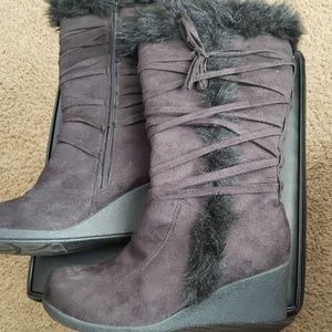 Tall black Wedge Boots